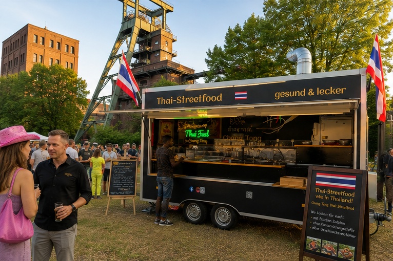Chang Tong Foodtruck mit Besuchern bei einem Festival